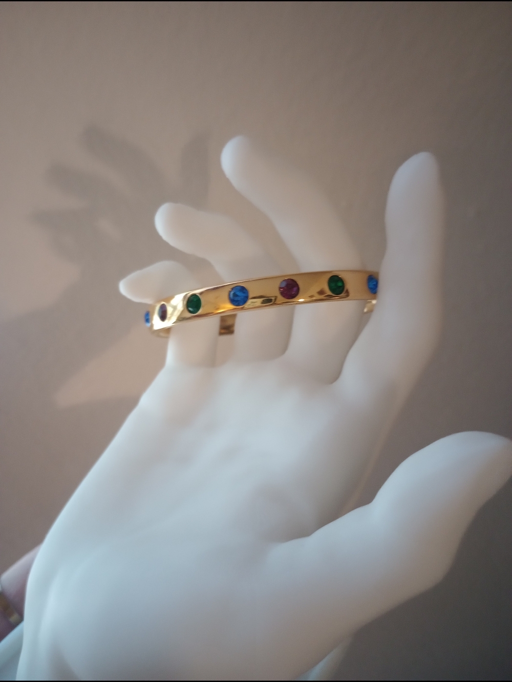 Monet Gold Bangle with Multi Colored Gen Stones